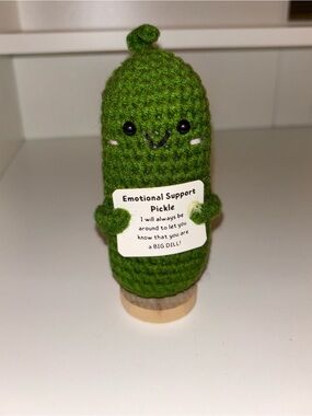 Handmade Crochet Emotional Support Pickle - Green